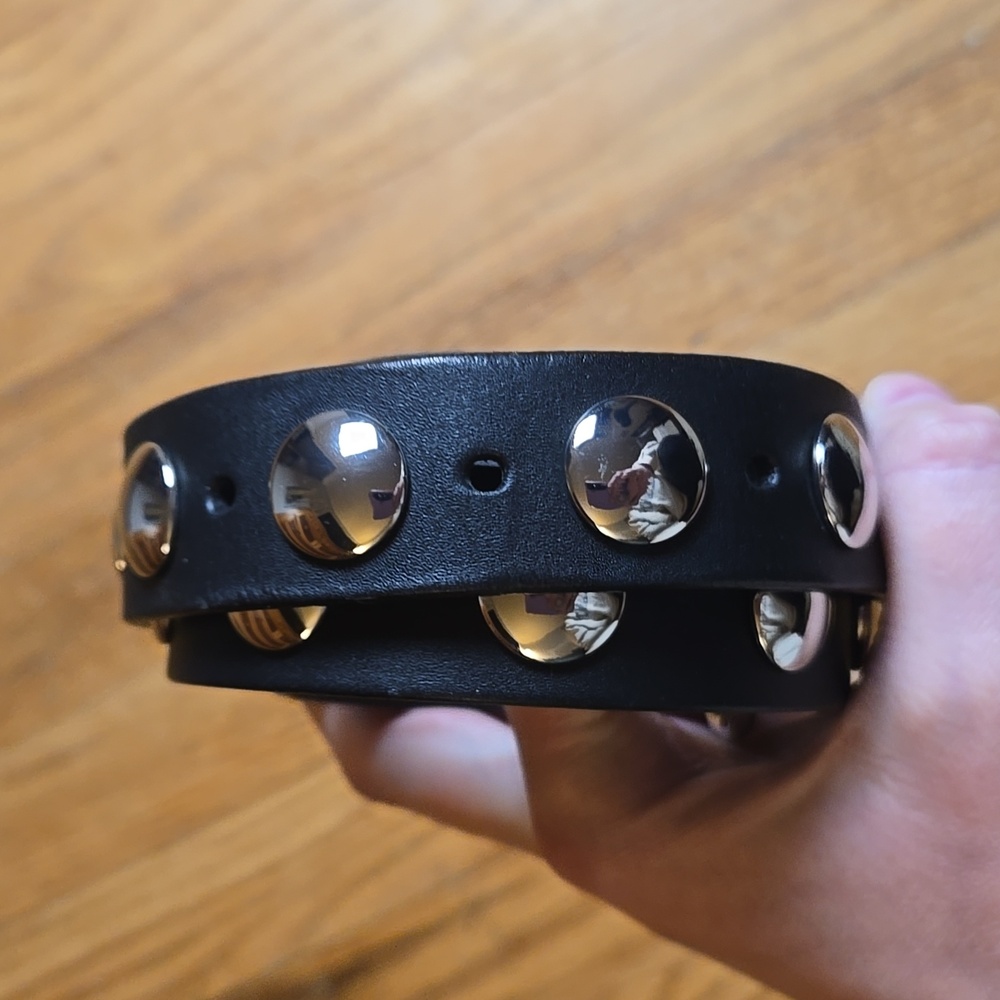 Madewell black leather silver studded Western belt - Picture 3 of 4